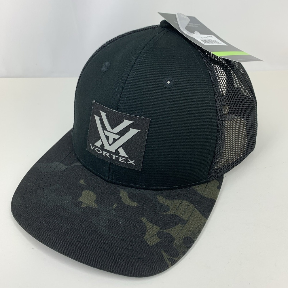 Vortex Optics Hat Camo Bill Black Mesh Adjustable Snapback OSFM Baseball Cap